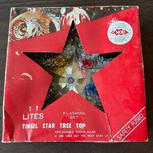 Vintage Silver Tinsel Lighted Treetop Star - TG&Y Okc